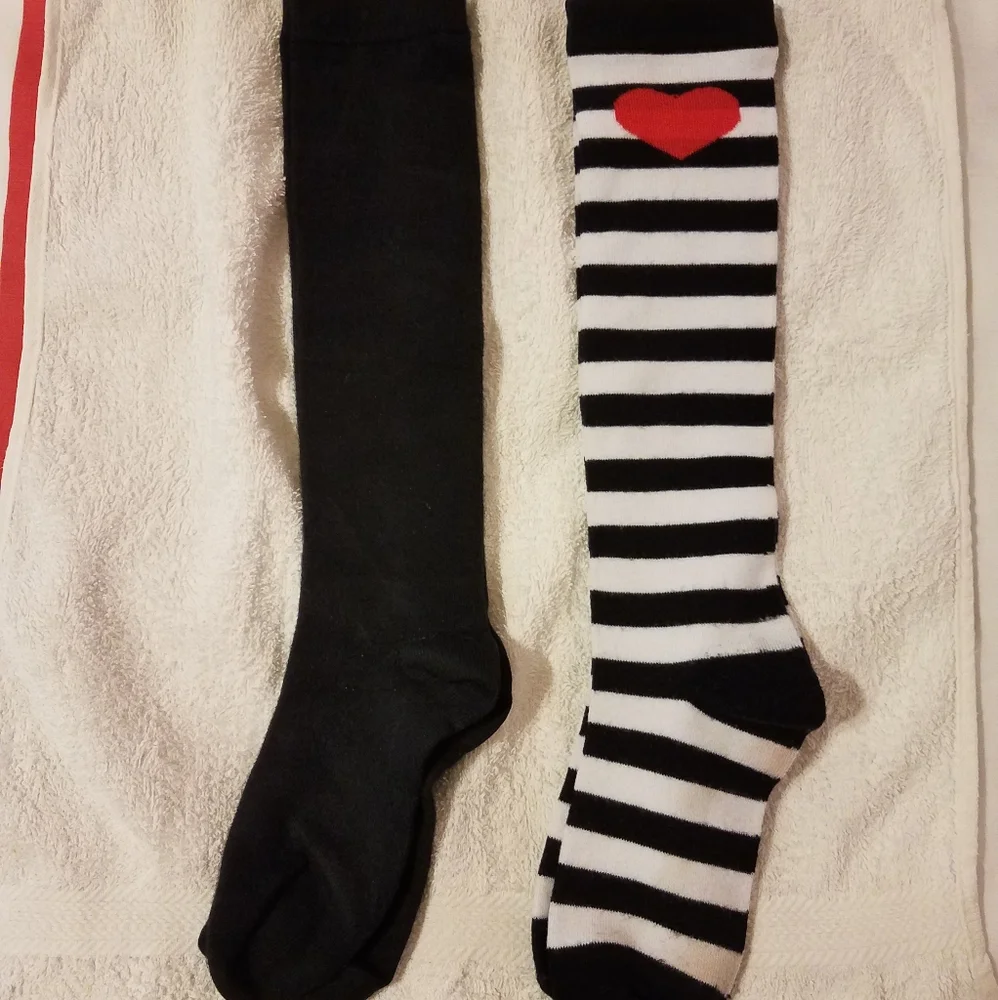 2 pair knee high socks